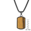 Steeltime Men's stainless steel and tiger eye dog tag pendant. Color Option: Gold, Black - 3 of 4