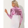INSPIRE CHIC Women's Cropped Holographic Party Shiny Lightweight Long Sleeve Shrugs - 4 of 4