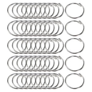 Unique Bargains Staple Book 30mm Outer Diameter Loose Leaf Ring Keychain Metal Binder Clips 1.2" Silver 50 Pcs - 1 of 4
