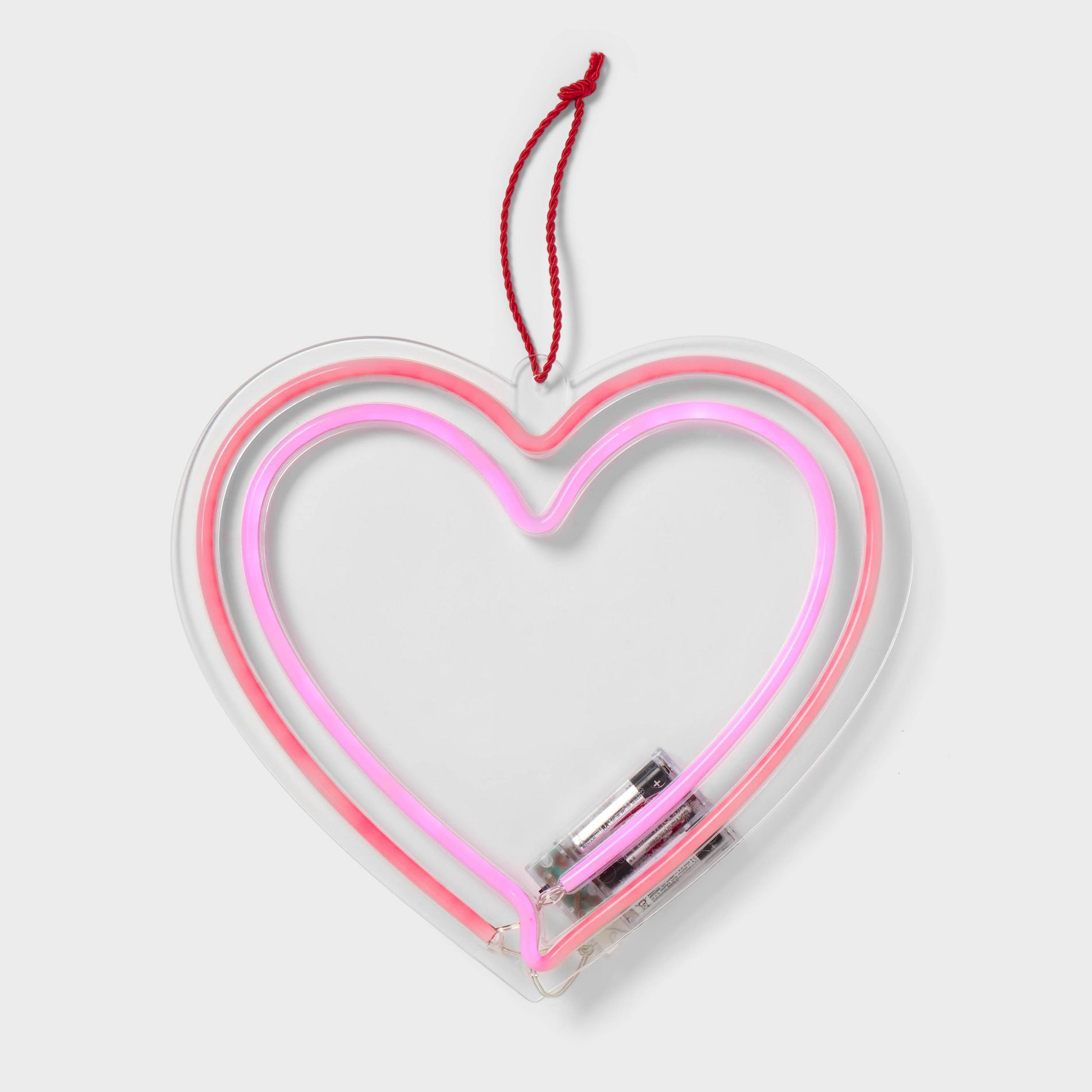 Valentine's Day Hanging Acrylic Faux Neon Wall Sign Heart - Spritz™