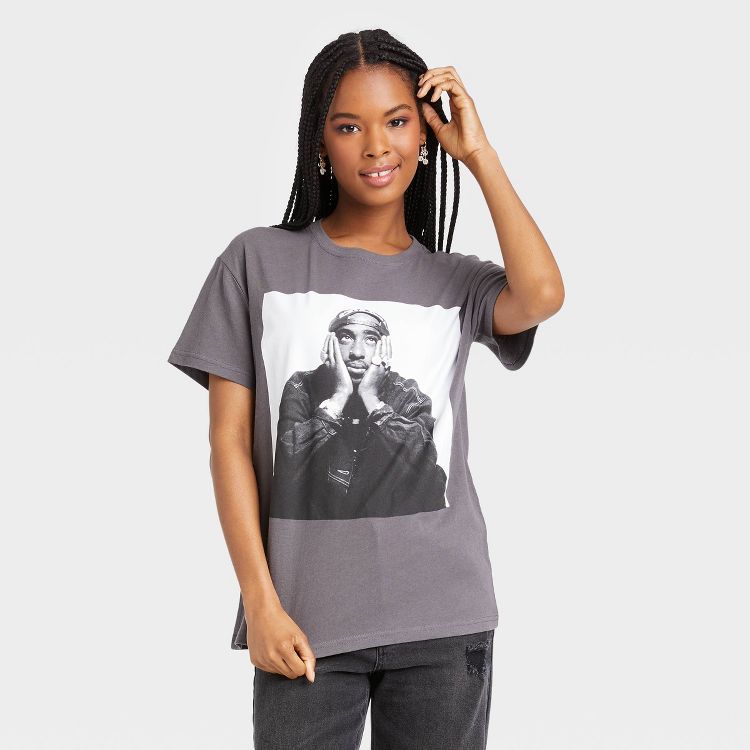 Women's Tupac Short Sleeve Graphic T-Shirt - Black, 1 of 3