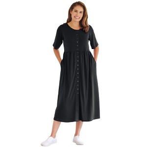 Woman Within Button-Front Essential Dress - 1 of 4