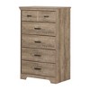 South Shore Versa 5 Drawer Chest Storage Unit Weathered Oak: Particle Board Frame, Meets ASTM Safety Standards - 2 of 4