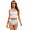 INSPIRE CHIC 3 Packs Women's Lace Trim Mid-Waisted Thongs Underwear Stylish Panties Available in Plus Size - 4 of 4