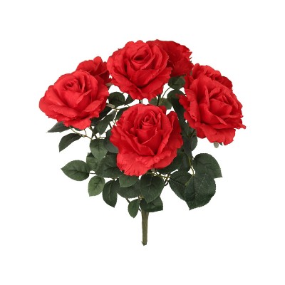 Floral Home 20" Red Rose Bush - 6-Pieces
