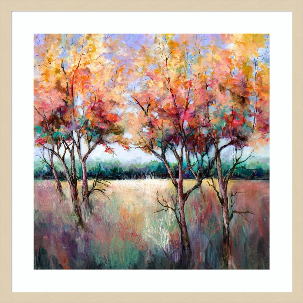 Amanti Art 25x25 End of Summer Trees by Karen Hale Wood Framed Wall Art Print