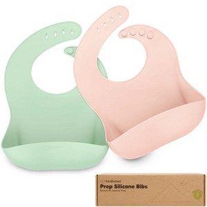 KeaBabies 2-Pack Silicone Bibs For Babies, Food Grade Silicone Baby Bibs for Eating, Feeding, Baby Boy & Girl Bibs - 1 of 4