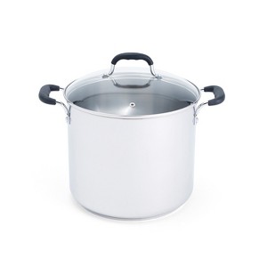 T-fal 12qt Stock Pot with Lid, Stainless Steel Cookware: Vented Lid, Extra-Deep, Dishwasher & Oven Safe, Silicone Handle - 1 of 3