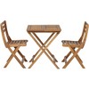 Teal Island Designs Coastal Wood 3-Piece Outdoor Bistro Folding Square Dining Table And Chairs 23 1/2" Wide Natural for Front Porch Patio - 4 of 4