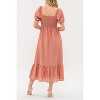 August Sky Women's U-neck Front Self Tie Midi Dress - 2 of 4