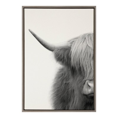 23" x 33" Sylvie Highland Cow Crop Framed Canvas Wall Art by The Creative Bunch Studio Gray - Kate and Laurel