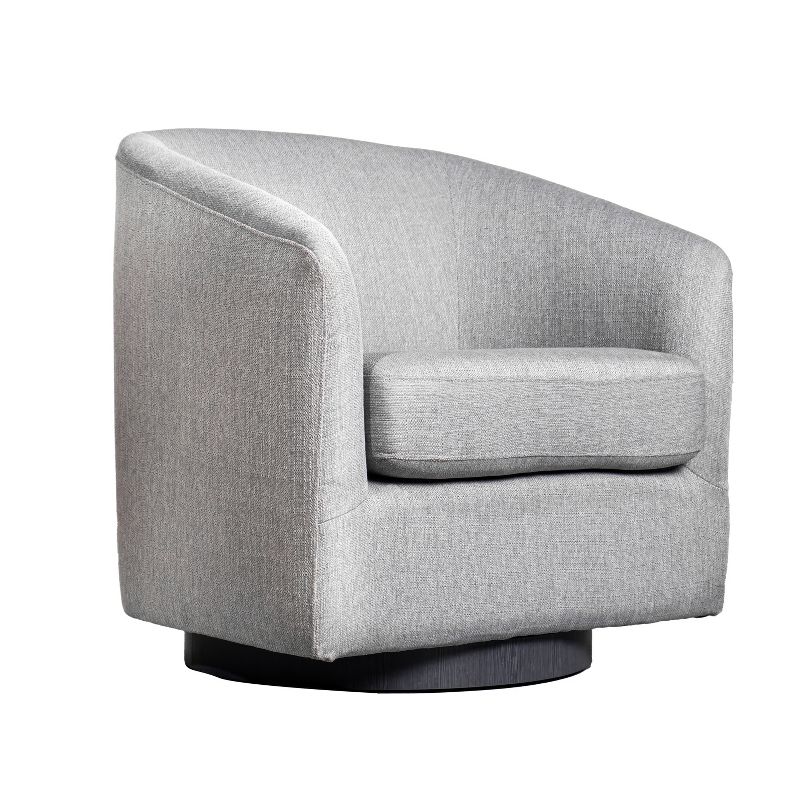 Emma and Oliver Upholstered Club Style Barrel Accent Chair with 360 Degree Swivel Vinyl Wrapped Base and Sloped Armrests, 1 of 14