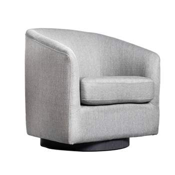 Merrick Lane Upholstered Club Style Barrel Chair with Sloped Armrests and 360 Degree Swivel Base in a Vinyl Wrap