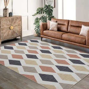 Checkered Area Rugs for Living Room, Washable Rug Modern Diamond Geometric Pattern Indoor Floor Carpet for Office Nursery - 1 of 4