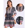 INSPIRE CHIC Women's Boho Floral Summer Tie Neck Loose Babydoll Swing Dress - 2 of 4