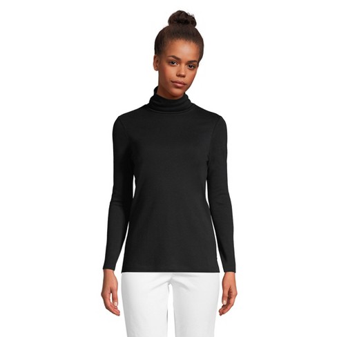 Tall Women's Fitted Long Sleeve Ribbed Turtleneck Tee in Black Xs / Tall / Black