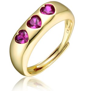 Charming 14k Yellow Gold Plated Promise Ring with Amethyst Cubic Zirconia Cluster and Heart-Shaped Halo for a Beautiful and Elegant Expression of Love - 1 of 2
