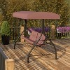 Emma and Oliver 3-Seat Outdoor Steel Converting Patio Swing and Bed Canopy Hammock in Brown - 2 of 4