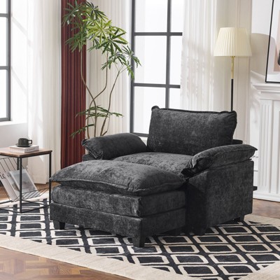Karl Home 51.2 in. W Pillow Top Arm Chenille Accent Chair with Ottoman