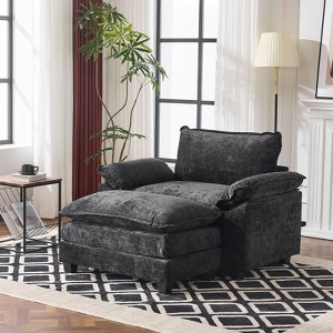 Karl Home 51.2 in. W Pillow Top Arm Chenille Accent Chair with Ottoman - 1 of 1