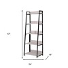 HomeRoots 67" Natural and Black Metal Five Tier Ladder Bookcase - 3 of 4