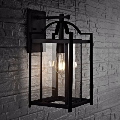 Pagoda-Inspired Black Iron Outdoor Wall Lantern
