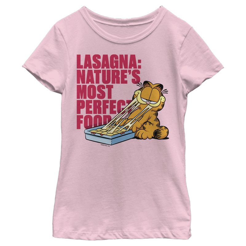 Girl's Garfield Lasagna Most Perfect Food T-Shirt, 1 of 5