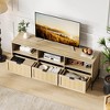 Rattan TV Stand for TVs up to 75'', Media Console Table with 3 Open Storage Shelves and 3 Drawers, Mid Century Modern Entertainment Center - 2 of 4