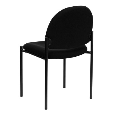 Black Fabric Stackable Metal Side Reception Chair with Contoured Cushions