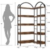 L Shaped Bookshelf Arched 5 Tier Corner Shelf,Industrial Bookcase, Large Bookcase with Metal Frame - 2 of 4