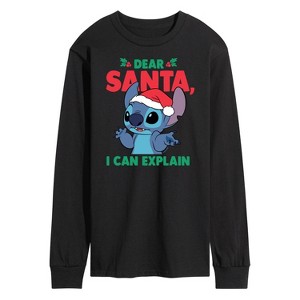Men's - Lilo and Stitch - Dear Santa I Can Explain Long Sleeve Graphic T-Shirt - 1 of 4