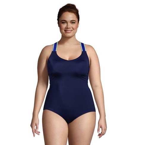 Sun and Sea Womens Side Cut Out One Piece Swimsuit Navy-Plus-20W