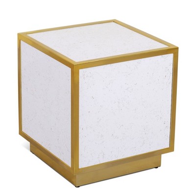 Meridian Furniture,Glitz White Faux Marble End Table