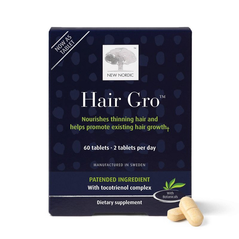 New Nordic Hair Gro Hair Growth Vegan Tablets with Biotin - 60ct, 1 of 12