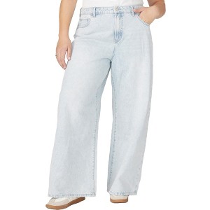 ELOQUII Women's Plus Size The Yvette Rigid Wide Leg Jean - 1 of 4