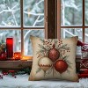 Lomsoe 2pcs Red Berries Red White Green Leaves Christmas Throw Pillow Covers Christmas Decorative Balls Cushion Case Winter Home Decor for Sofa Couch - 3 of 4