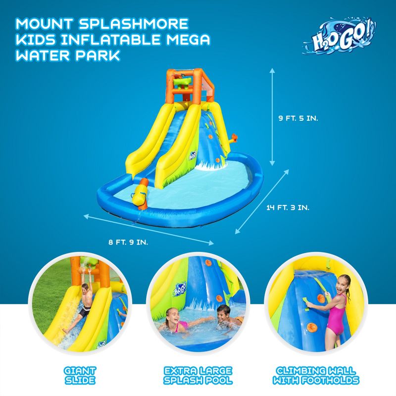 Bestway H2OGO Mount Splashmore Kids Inflatable Outdoor Backyard Water Slide Splash Park with Climbing Wall, Slide, Splash Zone, and Spray Blaster, 4 of 9