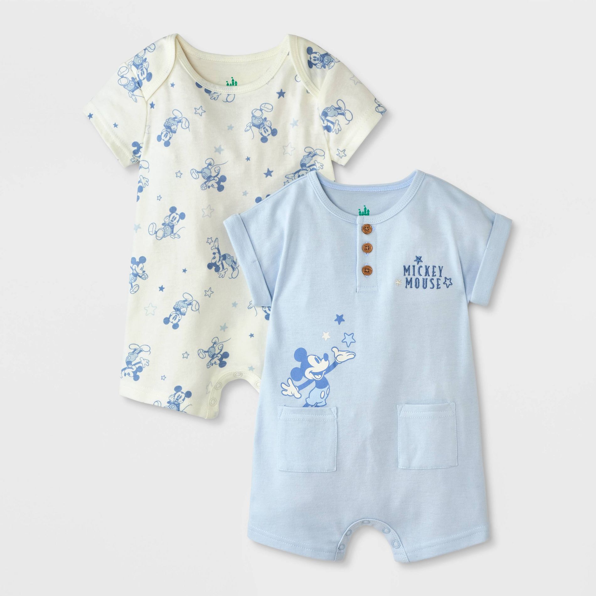 Baby Boys' 2pk Disney Mickey Mouse Romper - Blue
