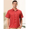 Lars Amadeus Men's Summer Striped Shirts Short Sleeves Button Down Beach Color Block Shirt - 2 of 4