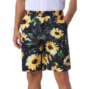 INSPIRE CHIC Men's Flat Front Button Down Zipper Business Floral Printed Shorts - 1 of 4