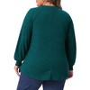 Women's Plus Size Ribbed Knit Button Decoration Crew Neck Long Sleeve Casual Tunic Blouses - Agnes Orinda - 4 of 4