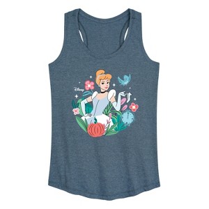 Women's - Disney - Cinderella Floral Graphic Racerback Tank - 1 of 4