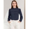 Allegra K Women's Vintage Ruffle Stand Collar Long Sleeves Polka Dots Blouse - 3 of 4
