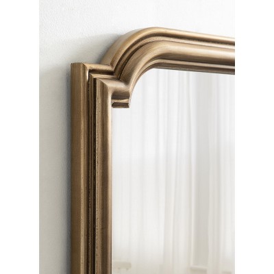 Gold Scalloped Rectangular Wood Bathroom Vanity Mirror