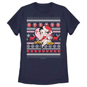 Women's Betty Boop Christmas Ugly Sweater Print T-Shirt