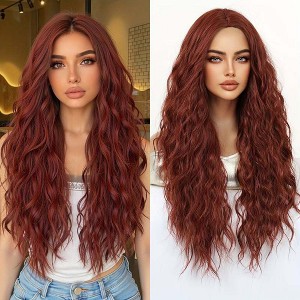 Jessie's Wig Long Curly Wave Wig Red Brown Heat Resistant Synthetic Hair Wigs For Women 28 Inch - 1 of 4