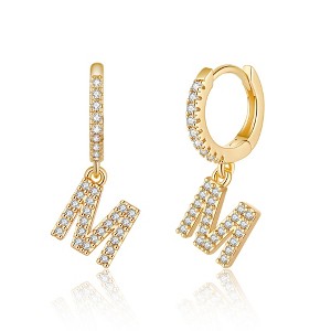 Turandoss 18K Gold Huggie Hoop Earrings for Girls Women - 1Pair Dainty Initial Cartilage Dangle Diamond Earring Hypoallergenic, Christmas Gifts - 1 of 4
