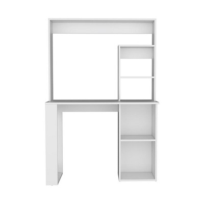 Ethel Writing Computer Desk With Storage Shelves And Hutch, White : Target