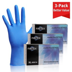 FINITEX Blue Disposable Nitrile Exam Gloves - 200, 600 & 2000 PCS, 3.2mil Rubber Powder-Free Latex-Free Medical Cleaning Food Gloves - 1 of 4