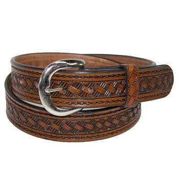 CTM Men's Leather Western Belt with Removable Buckle